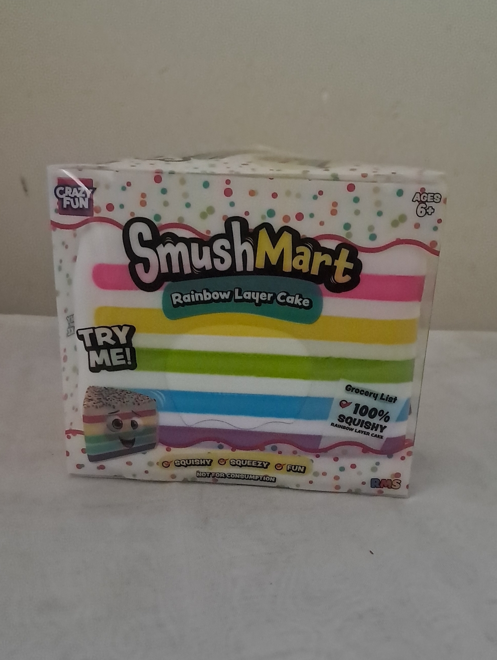 Rainbow Layer Cake Squishy Toy - White with Rainbow Stripes